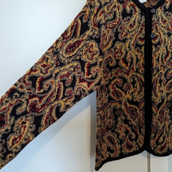 😄 Norton McNaughton vintage paisley cardigan sweater sz L - Picture 5 of 6
